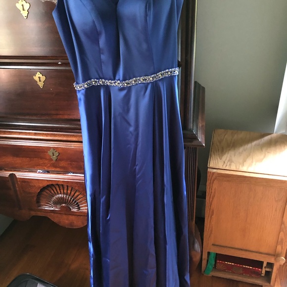 Sapphire Blue Beaded Maxi Dress - Picture 5 of 5